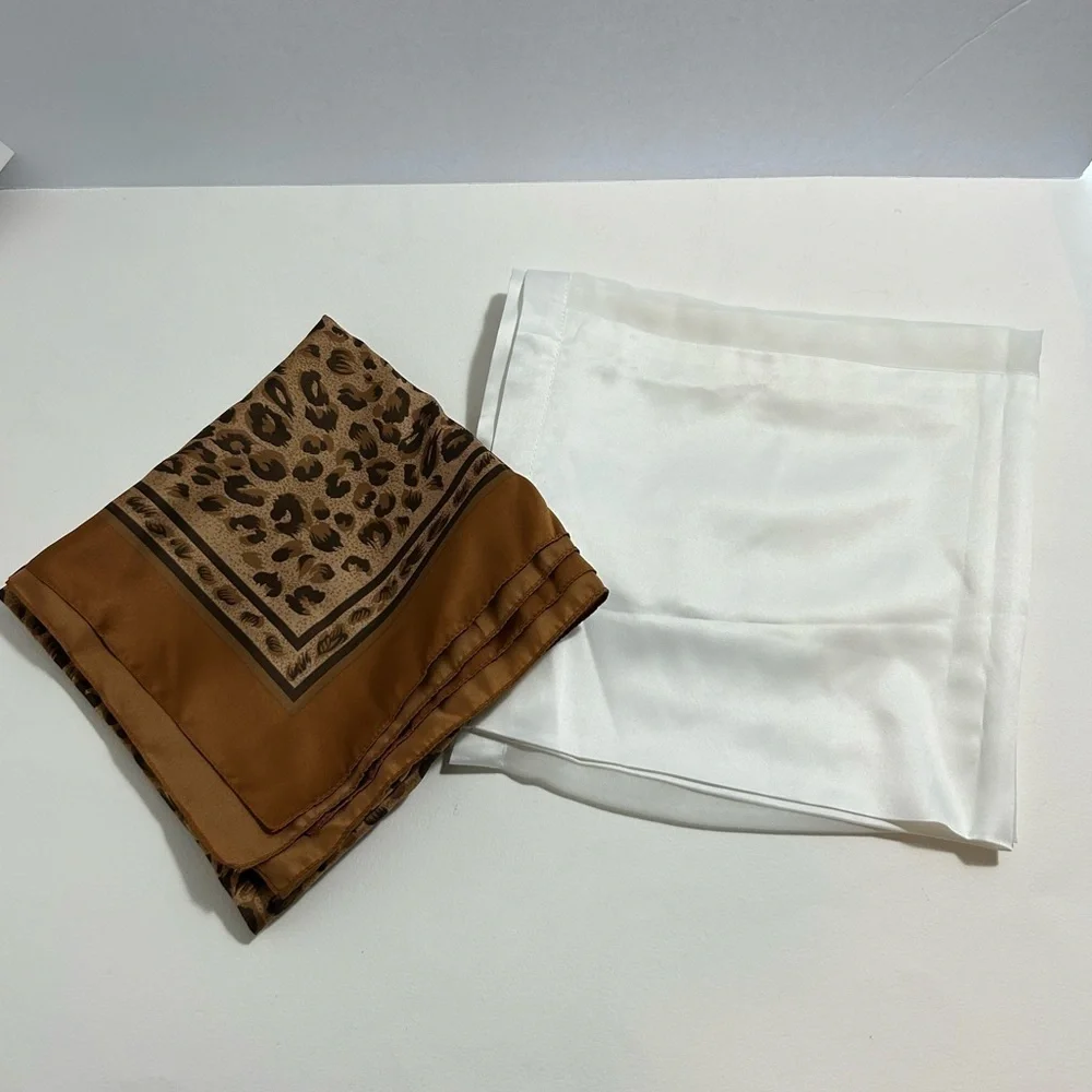 Silky Scarves Lot of 2, Copper/Brown & Cream Beautiful